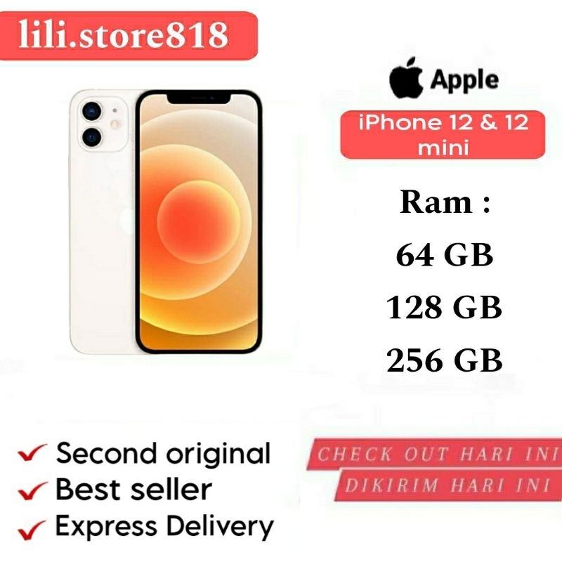 Apple iPhone 12 & 12 Mini 256GB/128GB/64GB Second Original 100% Fullset Like New