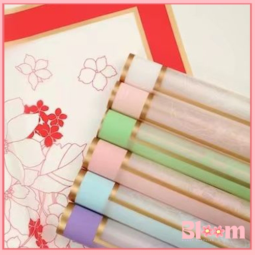 

20 Lembar Kertas Bunga List Gold Flower Wrapping Cellophane Paper Untuk Buket Bucket Bunga Florist Perpack KB6270