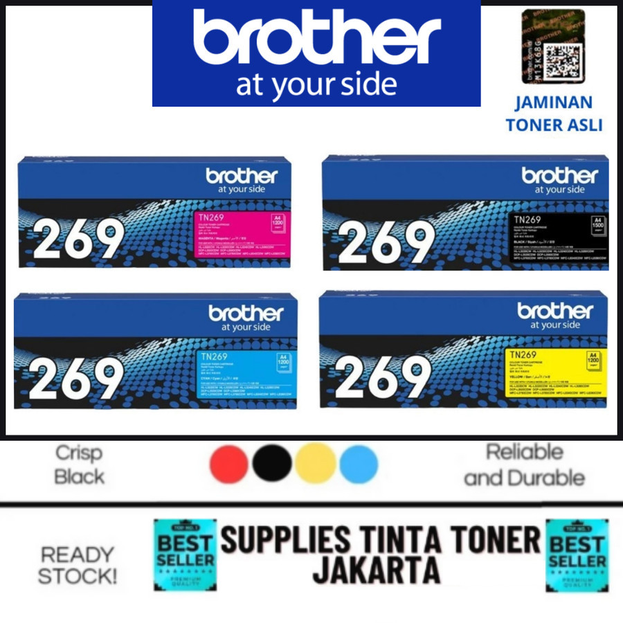 Paket Toner Brother TN-269 B/C/M/Y For HL-L3240CDW / HL-L3280CDW / DCP-L3560CD BLACK CYAN MAGENTA YE