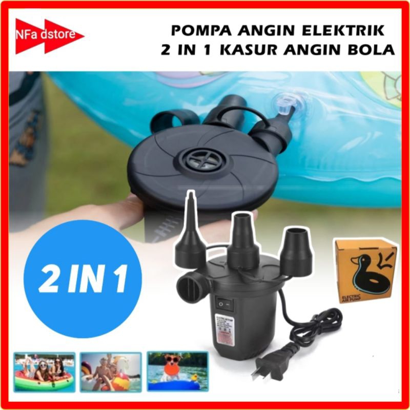 Pompa Angin Elektrik Plastik Vacuum Bag Vakum Baju Bola Kasur Kolam Renang 2 In 1