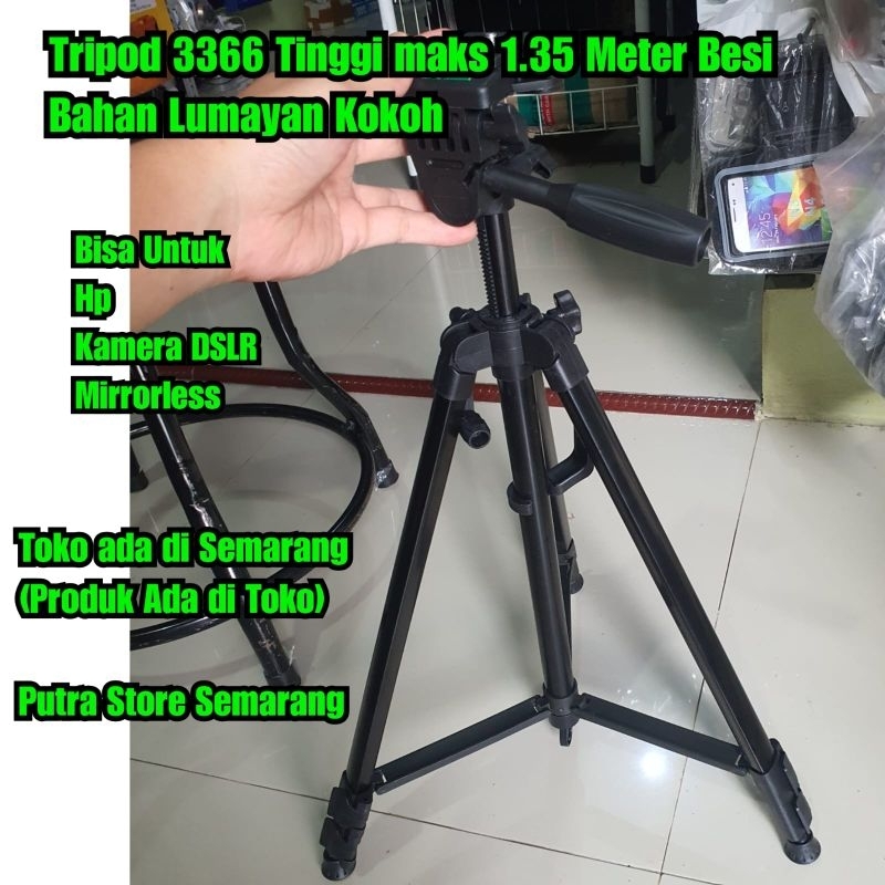 Tripod 3366 Tinggi maks 1.35 Meter Tripod Kamera tripod Hp Mirrorless Bahan lumayan kokoh Tripod bes