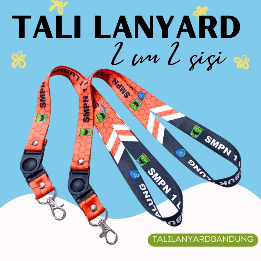 

Cetak tali lanyard id card custom 2 cm 2 sisi gantungan name tag kalung id card full printing sublim