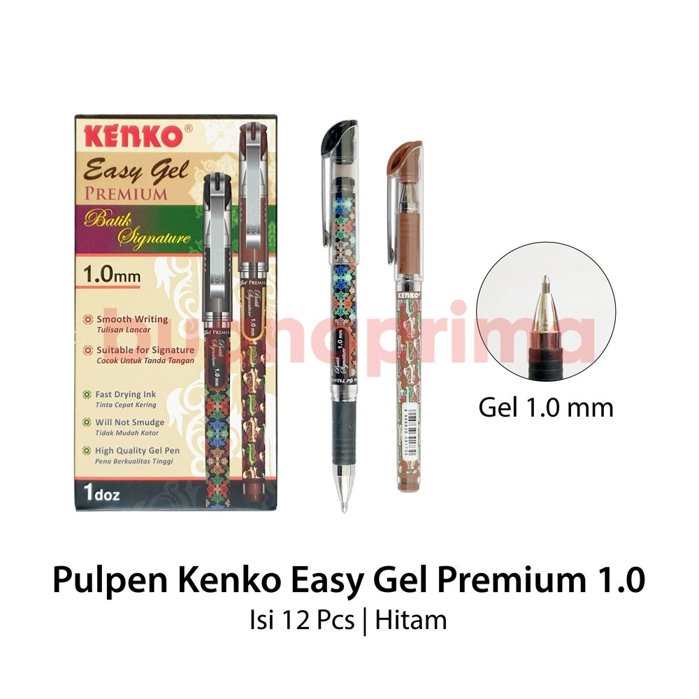 

Pulpen Kenko Easy Gel Premium Hitam 1.0 mm isi 12 pcs Pen Cair Batik Signature