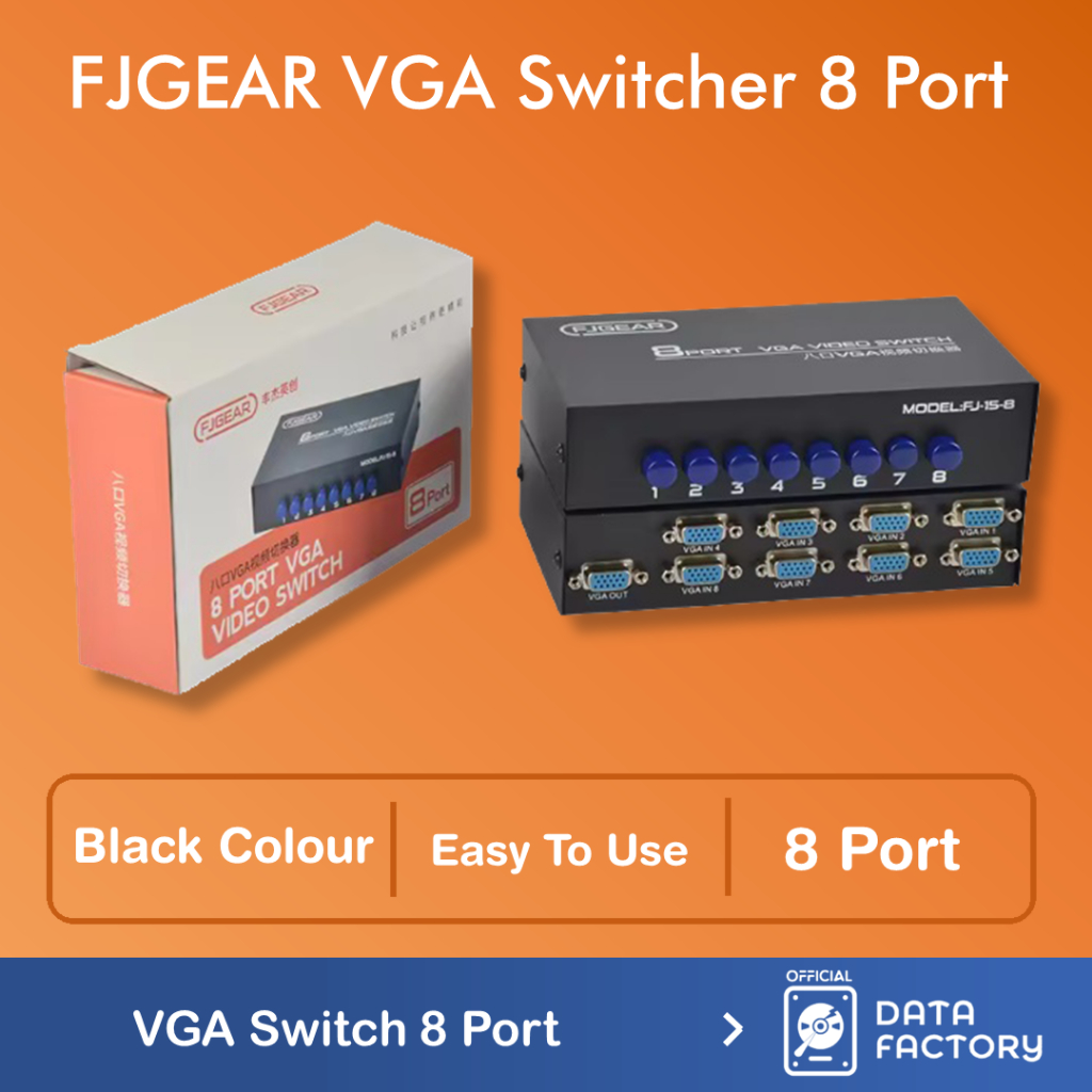 VGA Video Switch 8 Port FJGEAR 8 Input VGA Switcher (8 Input Ports To 1 Output)