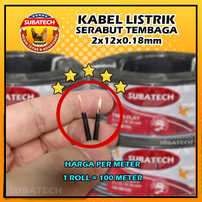 Kabel Listrik Ganda Serabut Tembaga Per Meter 2x12