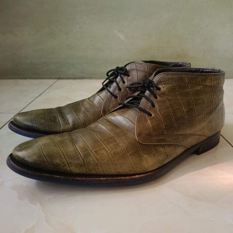 SEPATU FLORIS VAN BOMMEL PANTOFEL CROCO DARK GREEN