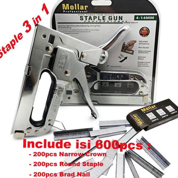 

MURMER Tacker Alat Staples dan Paku Tembak 3in1 Staple Mollar 414mm