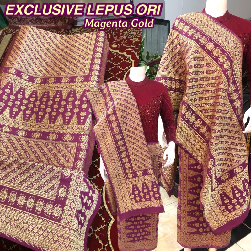 EXCLUSIVE Songket Lepus ORI Magenta Gold /Lepus Gebeng warna ORI/songket tenun asli palembang /ilham