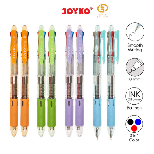 

(1 PCS) Ball Pen Pulpen Pena Joyko BP-199 Trico 0.7 mm 3 Warna Colors