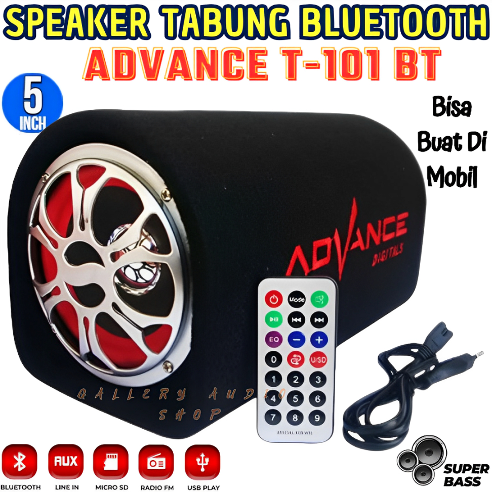 Speaker Advance T-101BT Black [Karaoke/USB/TF/FM/5 Inch] | Speaker Bluetooth Full Bass 5 Inch Subwof
