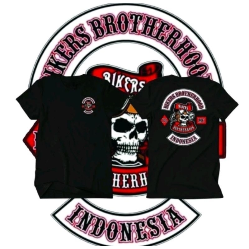Baju kaos Bikers brotherhood MC 1% Black & white Cutton up 24s nyaman &, adem