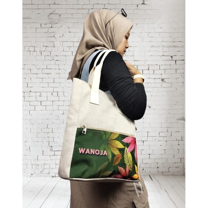 totebag kanvas wanita kuliah premium tas kuliah WANOJA