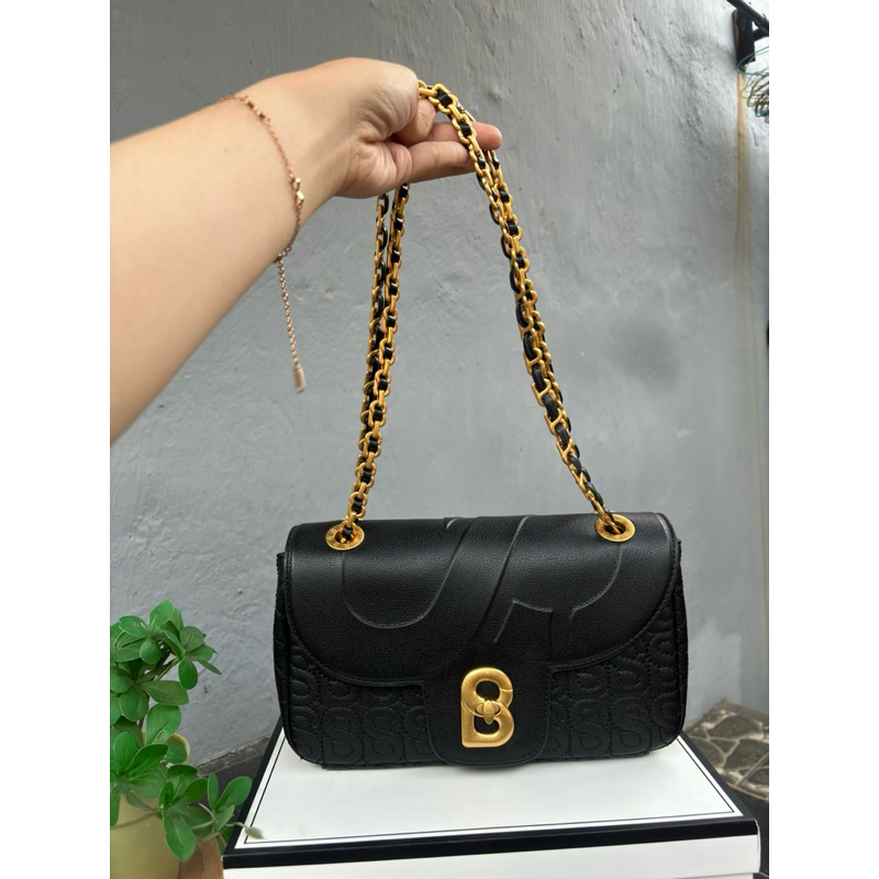 preloved tas buttonscarves aluna bag black medium Original no defect like new