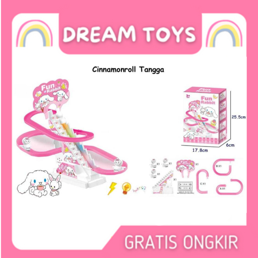 Mainan Track Tangga Cinnamorol Slide Seluncuran Tangga Cinamorol Musik Lampu Cinamorol
