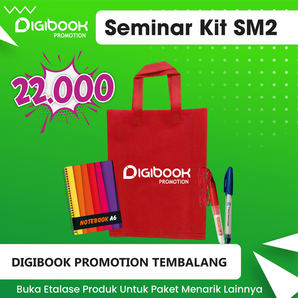 

Tas Spundbund, Notebook Spiral A6, Pulpen Bossjell/BossTali | Custom Seminar Kit isi 3 | SM2