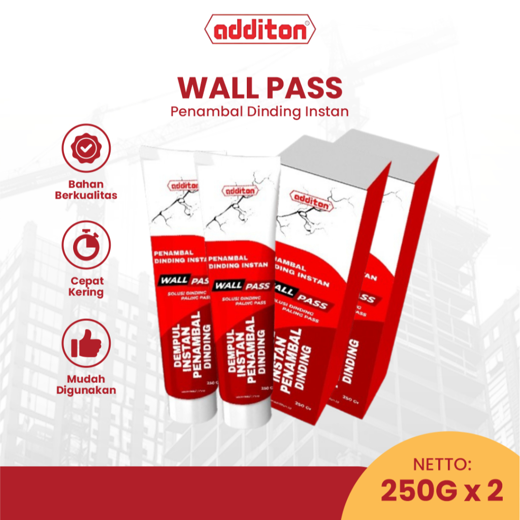 Additon Wall Pass Dempul Instan 2PCS Untuk Retak Dinding dan Kayu Bekas Paku Cat Melupas