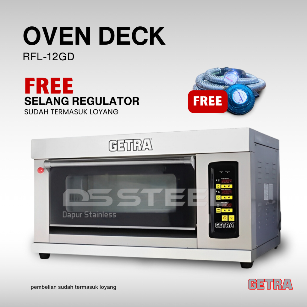 GETRA Gas Baking Oven RFL-12GD/RFL 12GD/RFL12/Oven Roti 1 Deck 2 Loyang/Oven Hemat Listrik FREE Sela