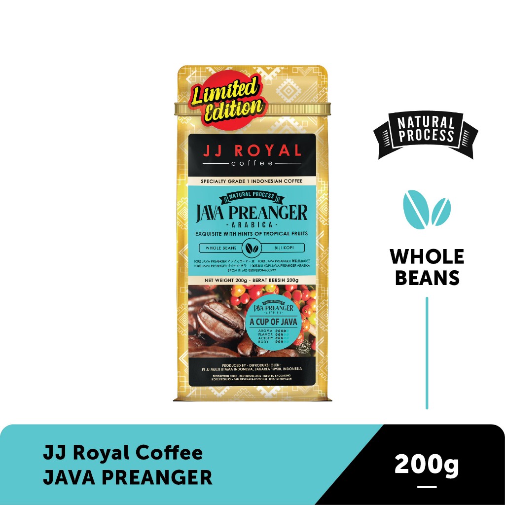 

JJ Royal Coffee Java Preanger Arabica Bean (Kopi Biji) Bag 200gr