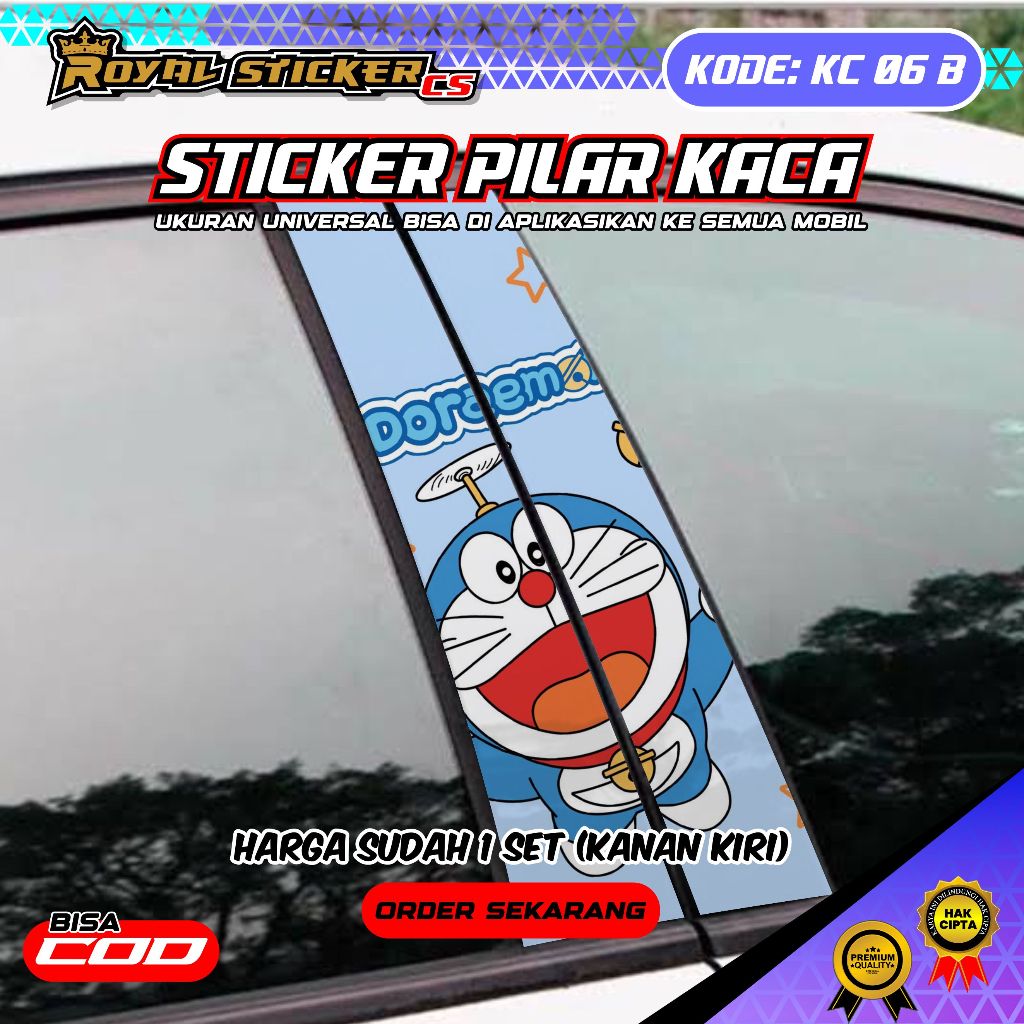DECAL STIKER PILAR KACA MOTIF DORAEMON COCOK UNTUK SEMUA JENIS MOBIL KC 06