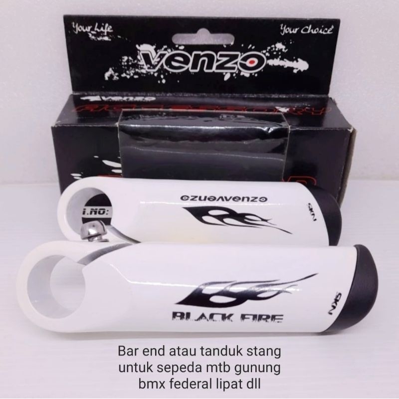 BAR END TANDUK STANG VENZO PUTIH UNTUK SEPEDA GUNUNG MTB LIPAT BMX FEDERAL