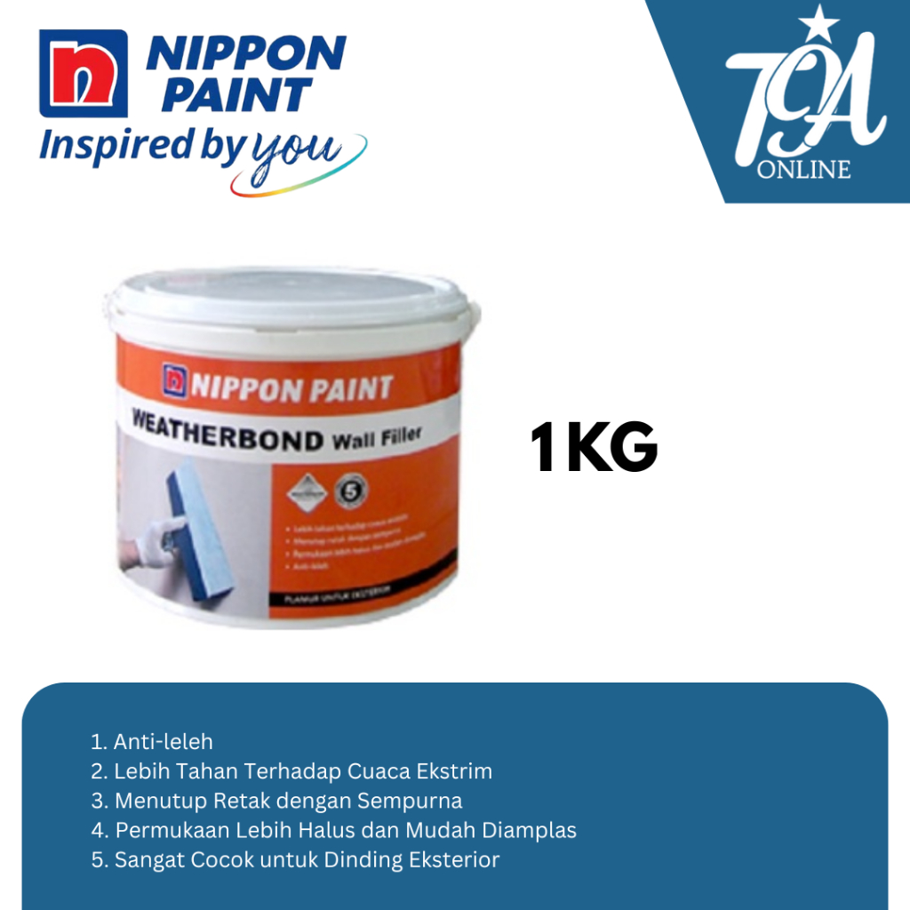 Cat Dasar Tembok Exterior Nippon Paint Weatherbond Wall Filler 1 KG - Warna Putih