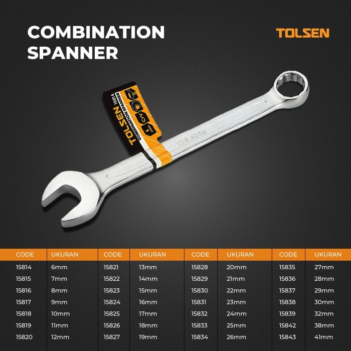 TOLSEN Combination Spanner Kunci Ringpas / Ring Pas - 15835-15843