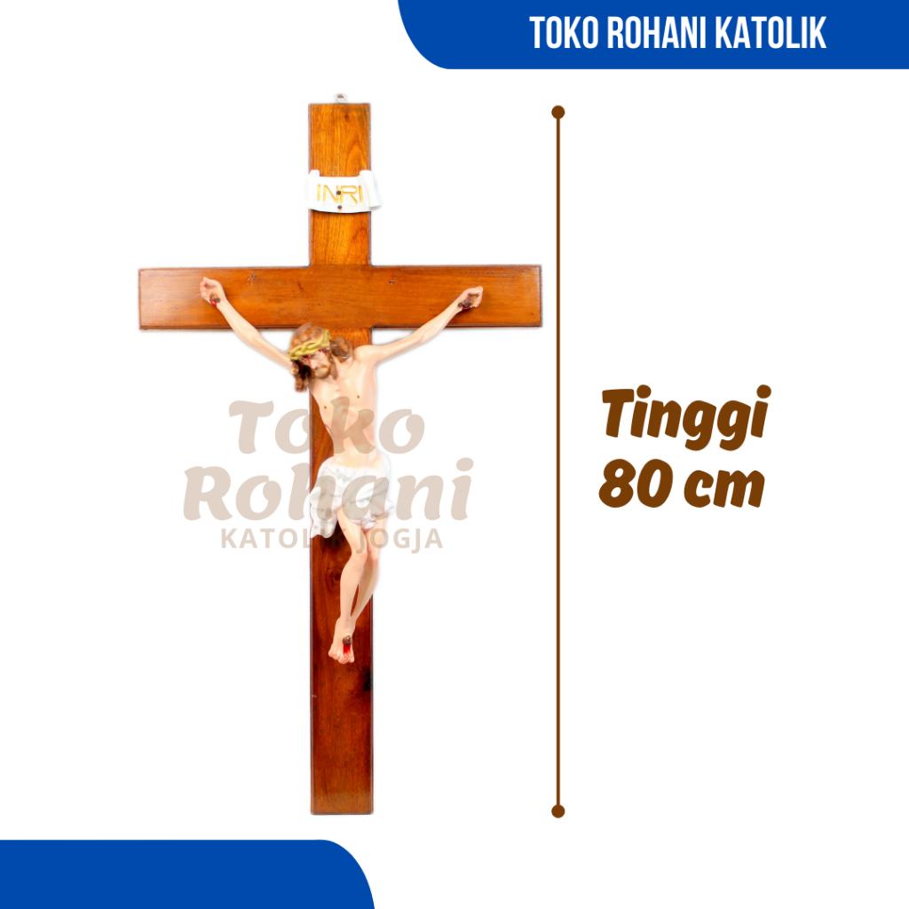 SALIB GANTUNG KATOLIK 80 CM / SALIB DINDING KATOLIK UKURAN BESAR / SALIB YESUS / SALIB KAYU JUMBO