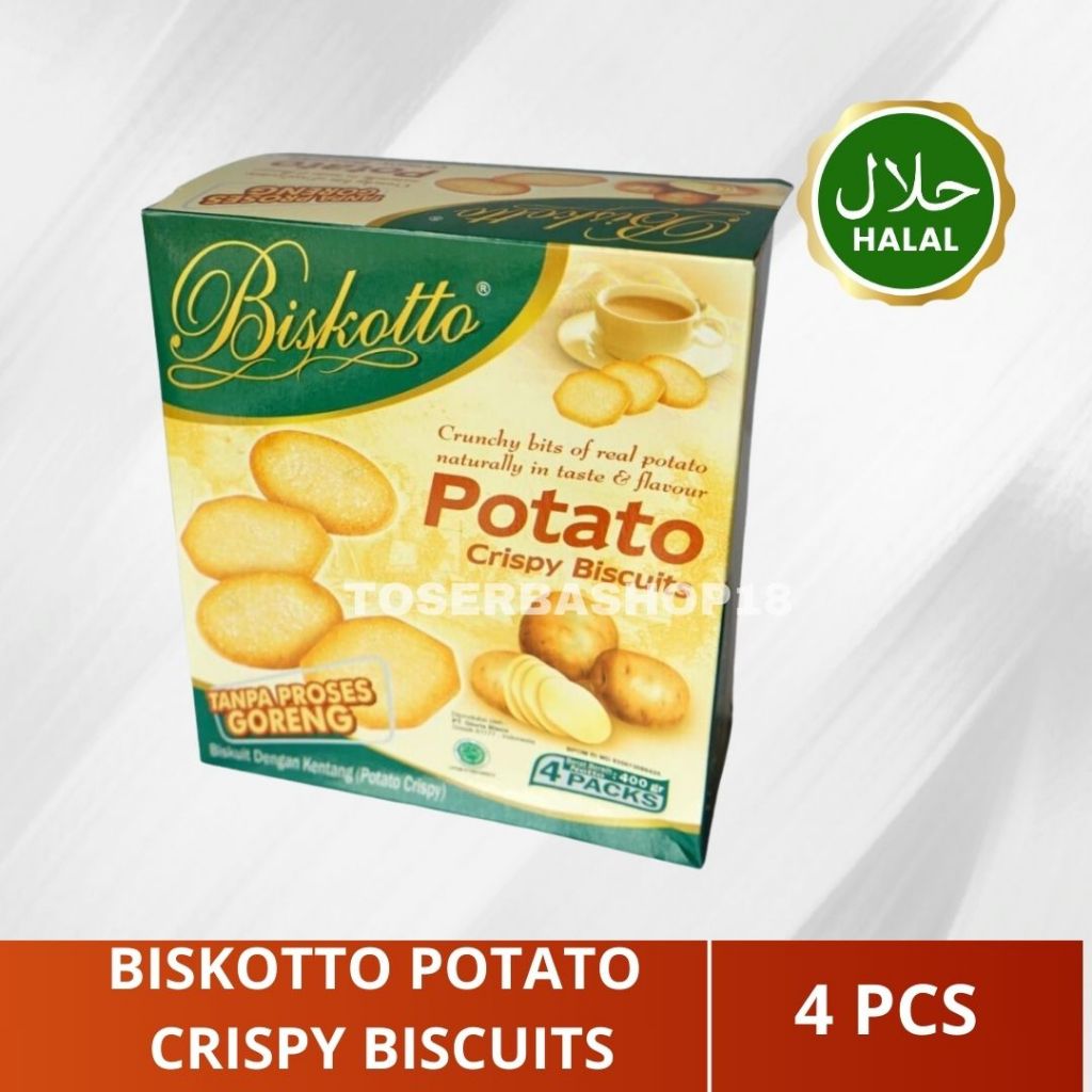 

Biskuit Kentang / Biskotto Potato Crispy Biscuits 1 Box Isi 4 Pack / Halal