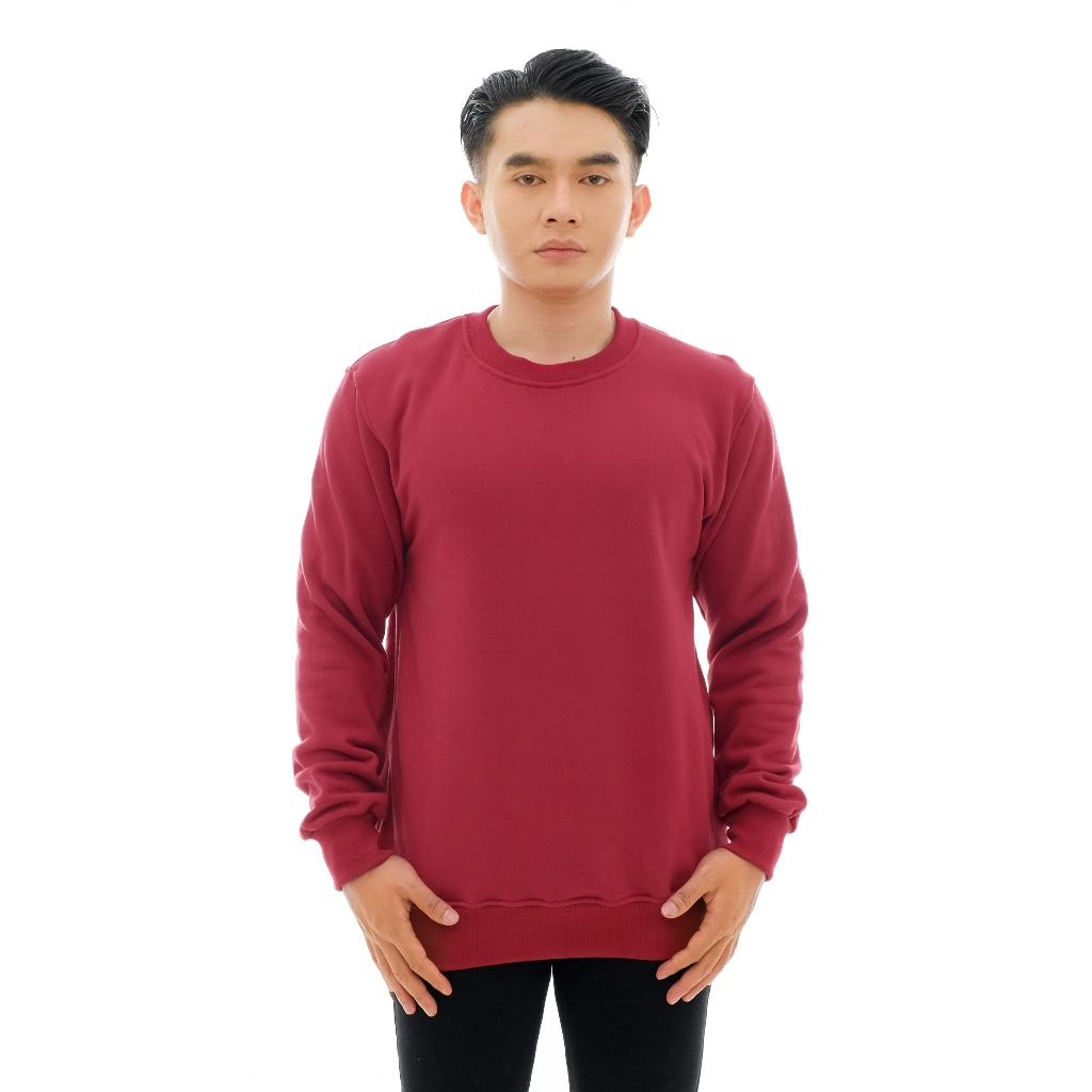 Brofash - Sweater Crewneck Pria Cowok Laki Laki Dewasa Polos Original 100% Branded Terbaru 2024 Mera