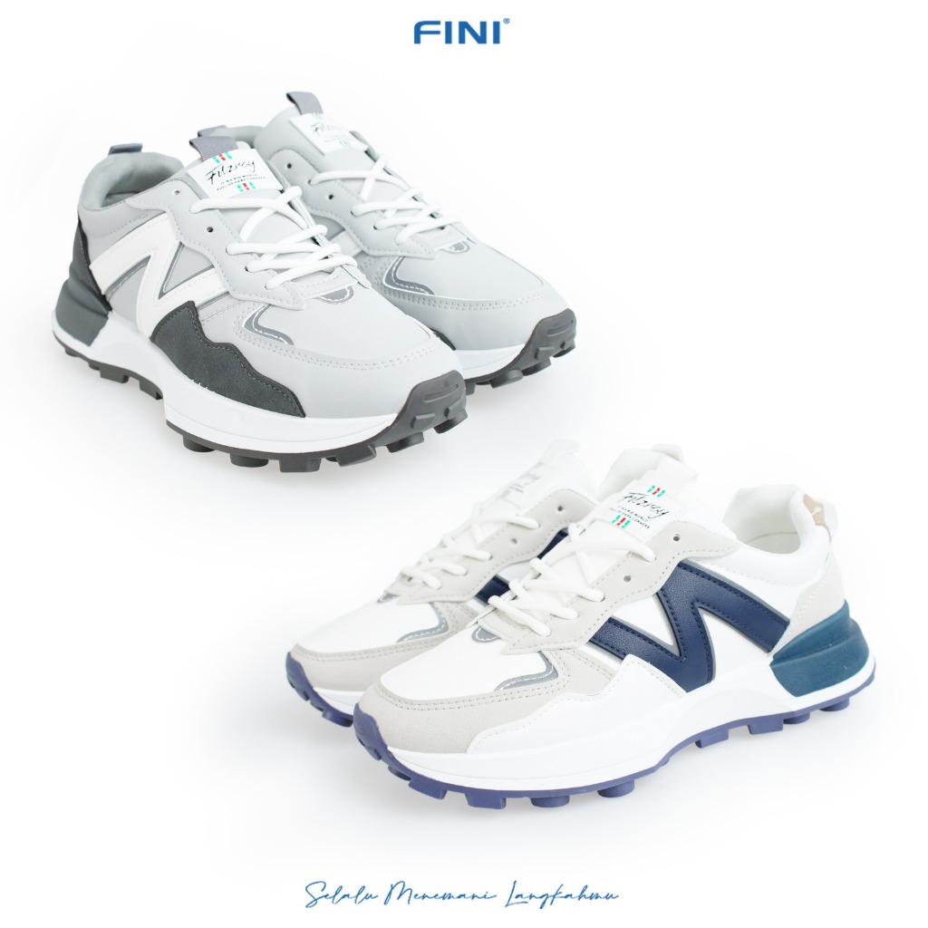 FINI, Sepatu Sneakers Pria Dewasa NB, Warna Abu Putih, Size 40-44, FC50