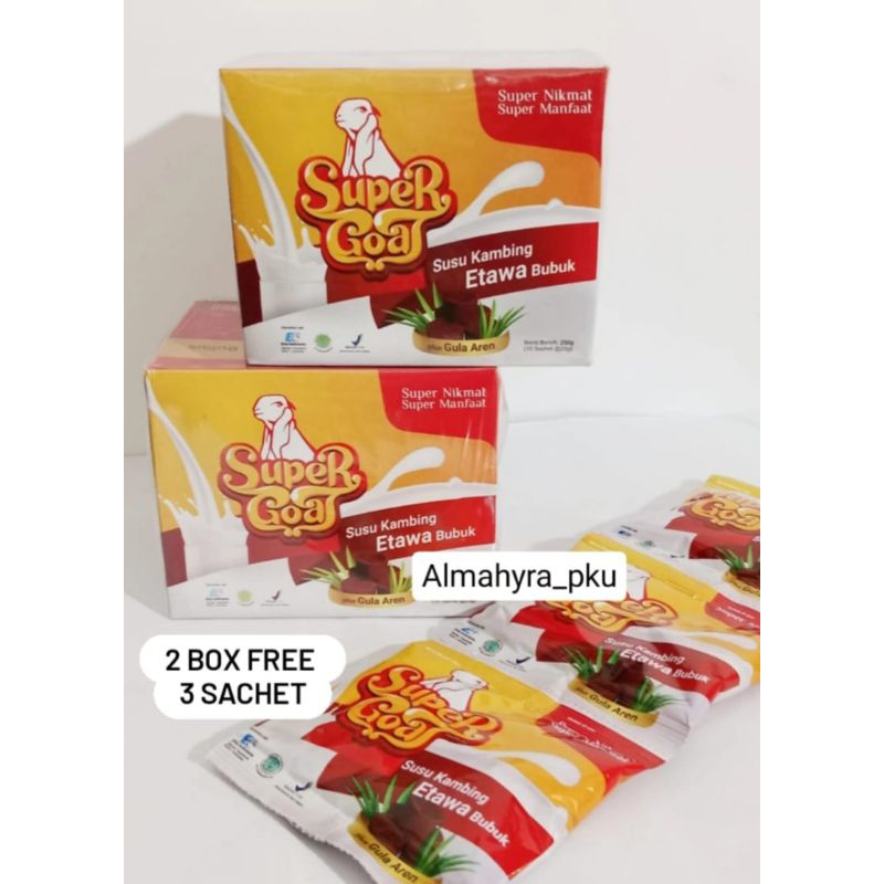 

Supergoat Paket 2 Box Free 3 Sachet/ Susu Kambing Etawa Bubuk Dengan Gula Aren