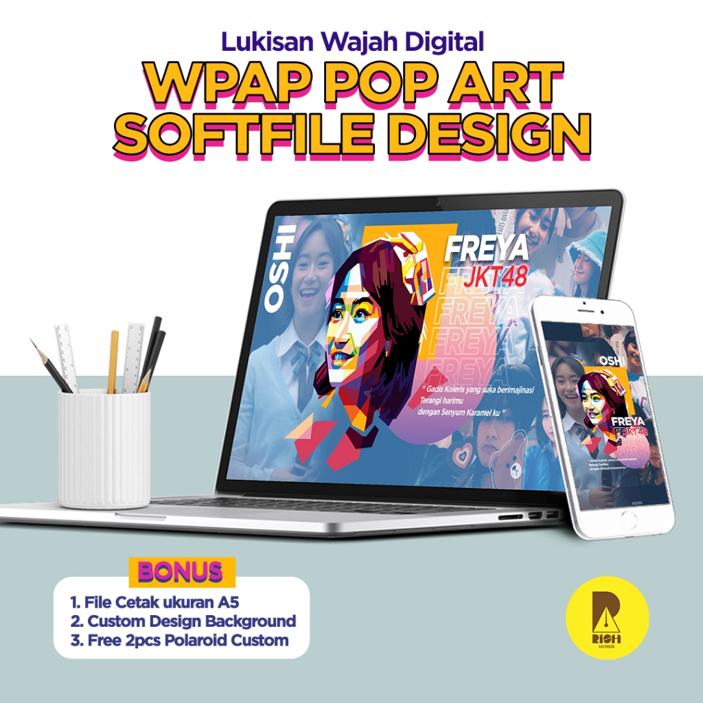 WPAP Pop Art (Softfile Only) Custom Design | Hiasan dinding/Lukisan wajah