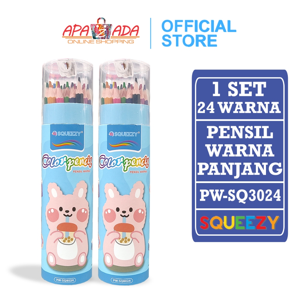 

Apazada - Pensil Warna Panjang Tabung Non Toxic [1 Set - 24 Warna] / Color Pencils SQUEEZY PW-SQ3024