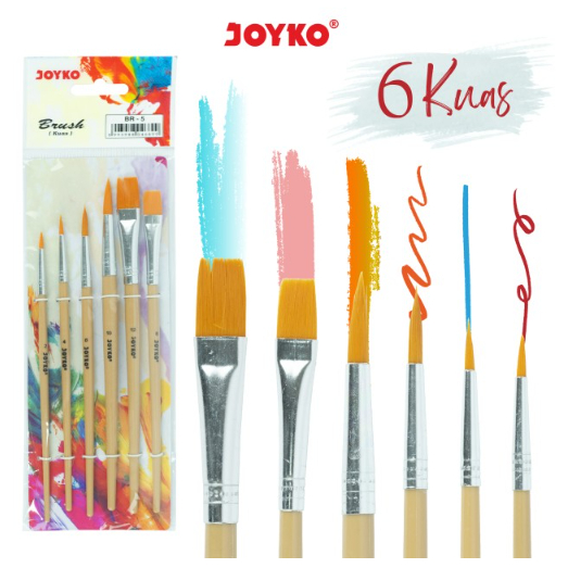 

1 Set Kuas Lukis JOYKO BR-5 (1 Set isi 6 Pcs) / brush paint