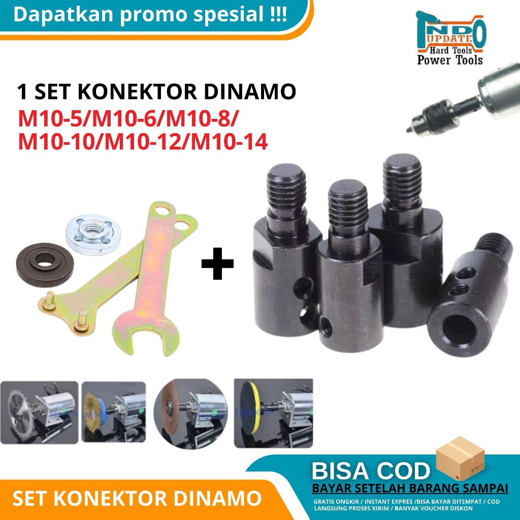 Set Arbor Mandrel Konektor Adaptor Dinamo ke Gerinda