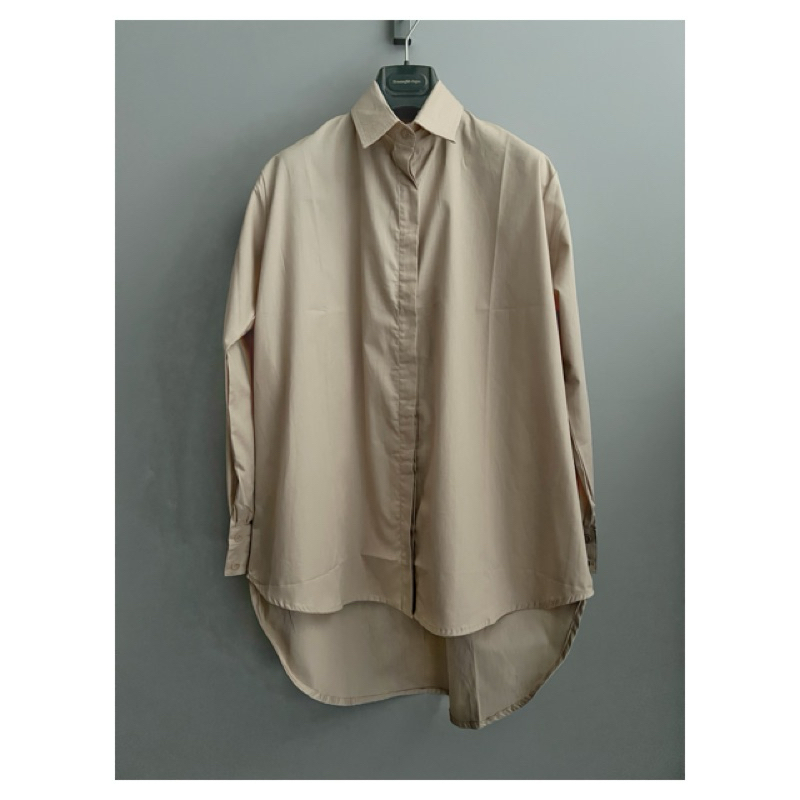 Kemeja Katun Wanita Lengan Panjang, Cream (H065)
