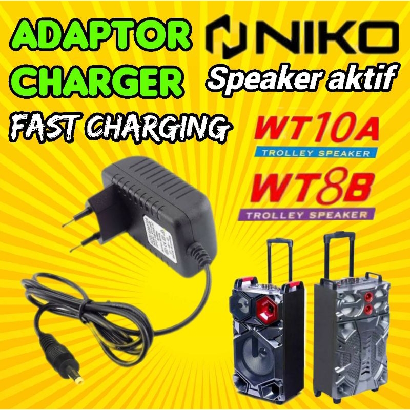 Adaptor charger speaker aktif Niko WT10A / WT10B / WT8B  Power DC 9V 2A