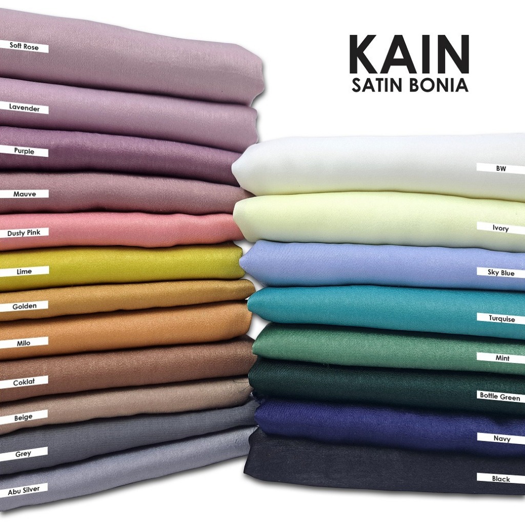 Kain Satin Polos/Kain Satin Bonia Polos - Per 0,5 meter