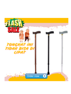 tongkat orang tua lipat kaki 1 tongkat jalan lansia manula stroke patah kaki tongkat lipat portable