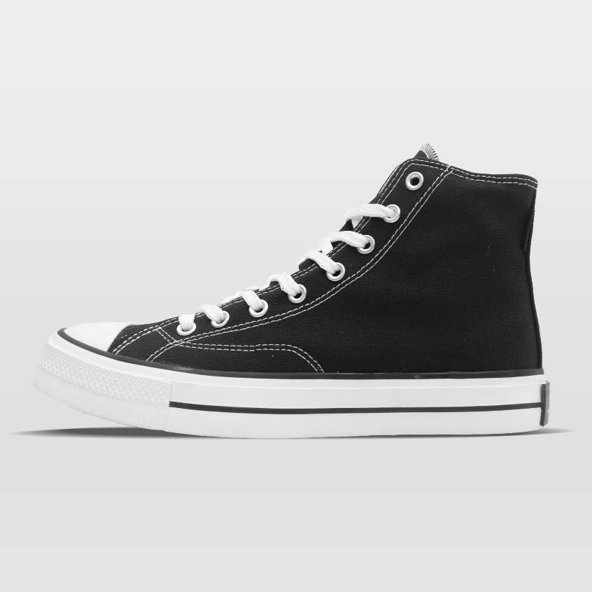 NOBRANDS FOOTWARE  TPS BLACK WHITE HI ORIGINAL 100%  SEPATU HITAM PUTIH SEPATU SEKOLAH BISA COD