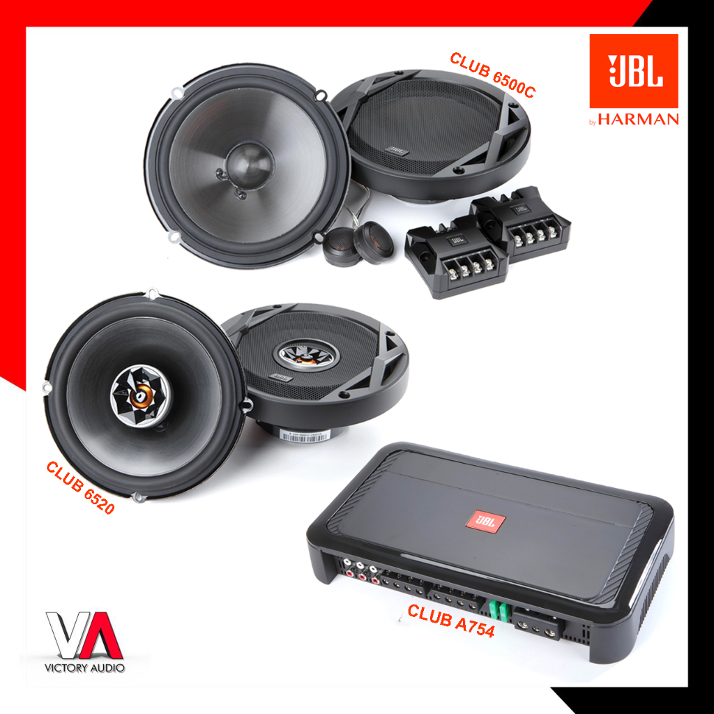 Paket Audio Mobil Full Set Sound System JBL CLUB Speaker Split 2-Way CLUB 6500C + Coaxial CLUB 6522 