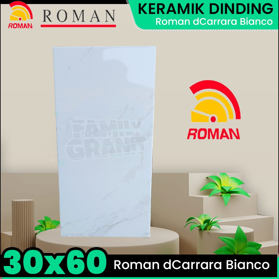 Keramik Dinding 30x60 Roman dCarrara Bianco Motif Marmer Carara Glossy