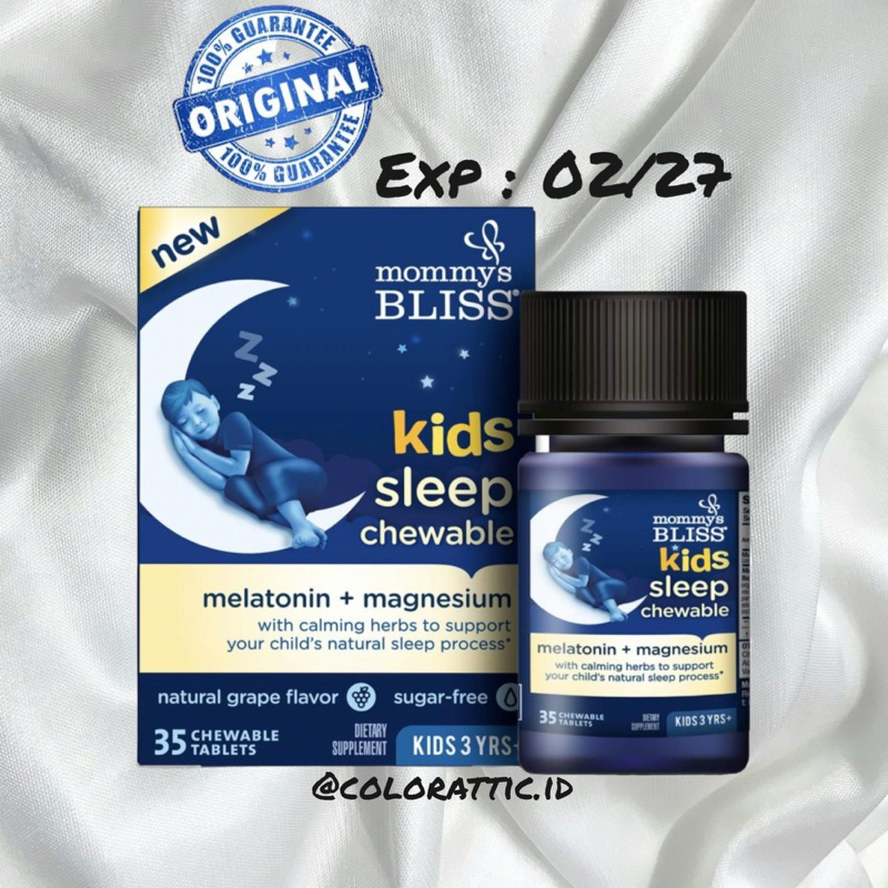 Mommy's Bliss Kids Sleep Chewable Melatonin+Magnesium For Kids 3 Yrs +