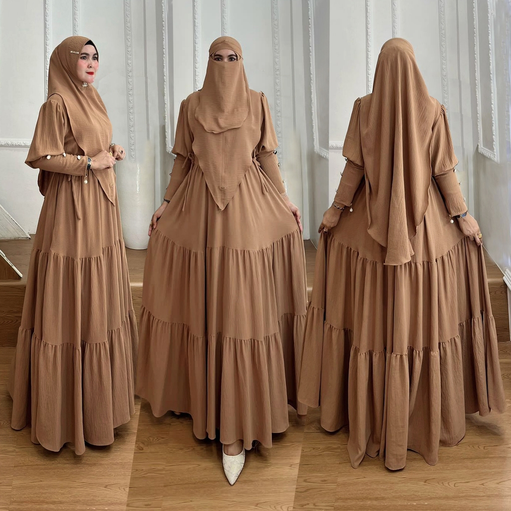 BISA COD One Set Gamis Syari Kode ANDINI Bahan Kringkel Premium By Ory AjeZas Collection