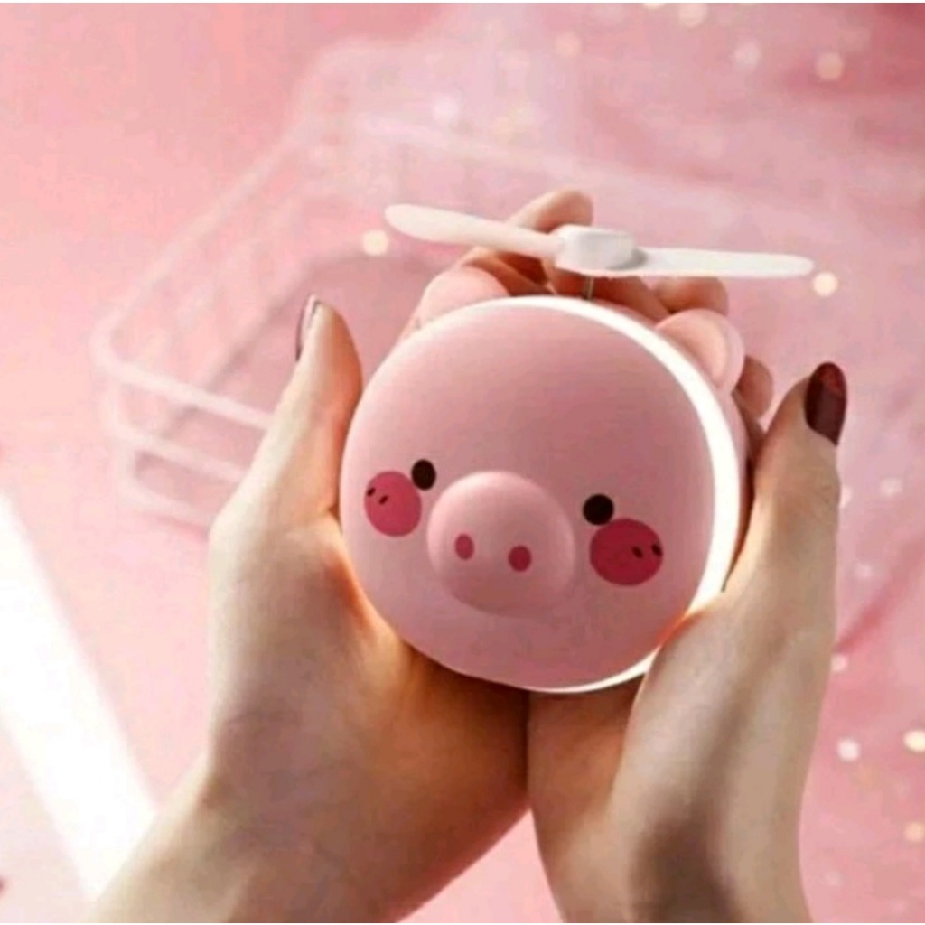 Kipas Cermin Mini Lampu LED Kipas Karakter 3 in 1 Usb Charging