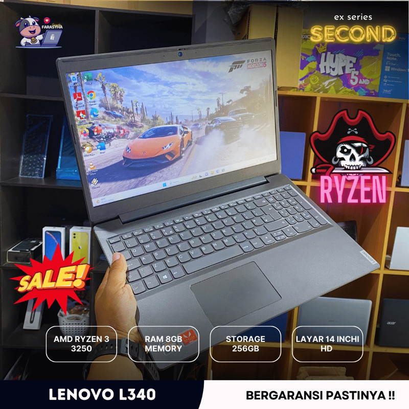 LAPTOP LENOVO L340 AMD RYZEN 3 RAM 8GB SSD 256GB 15'6 INCHI