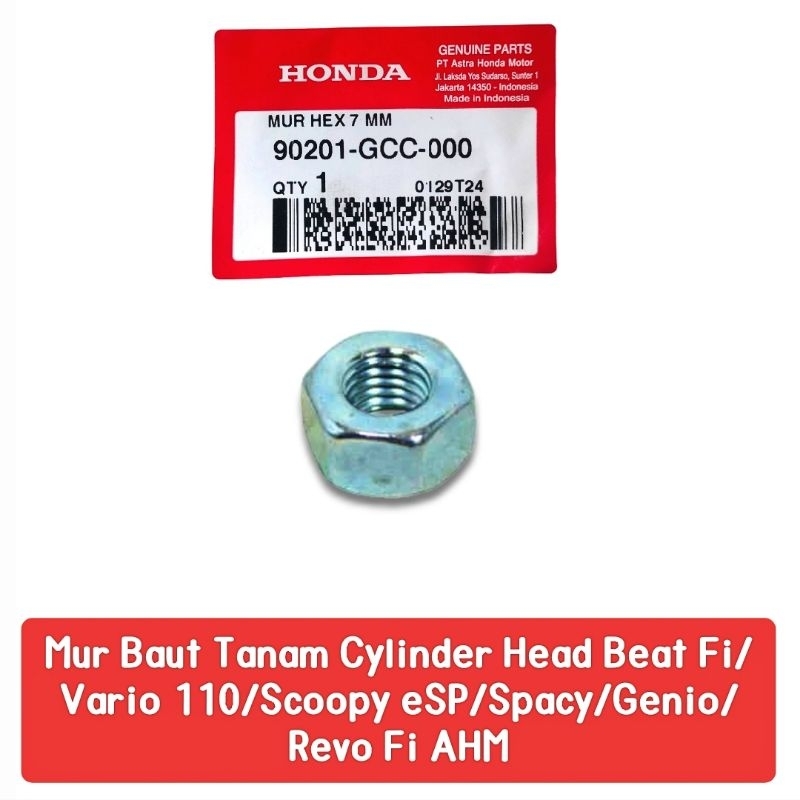 HGP 90201-GCC-000 Mur Baut Tanam Cylinder Head 7mm Beat Fi,Beat Street,Beat Pop,Vario 110,Spacy,Geni