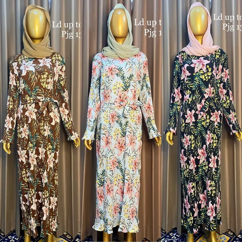 LILY DRESS TERUSAN GAMIS PLISKET MOTIF BUNGA