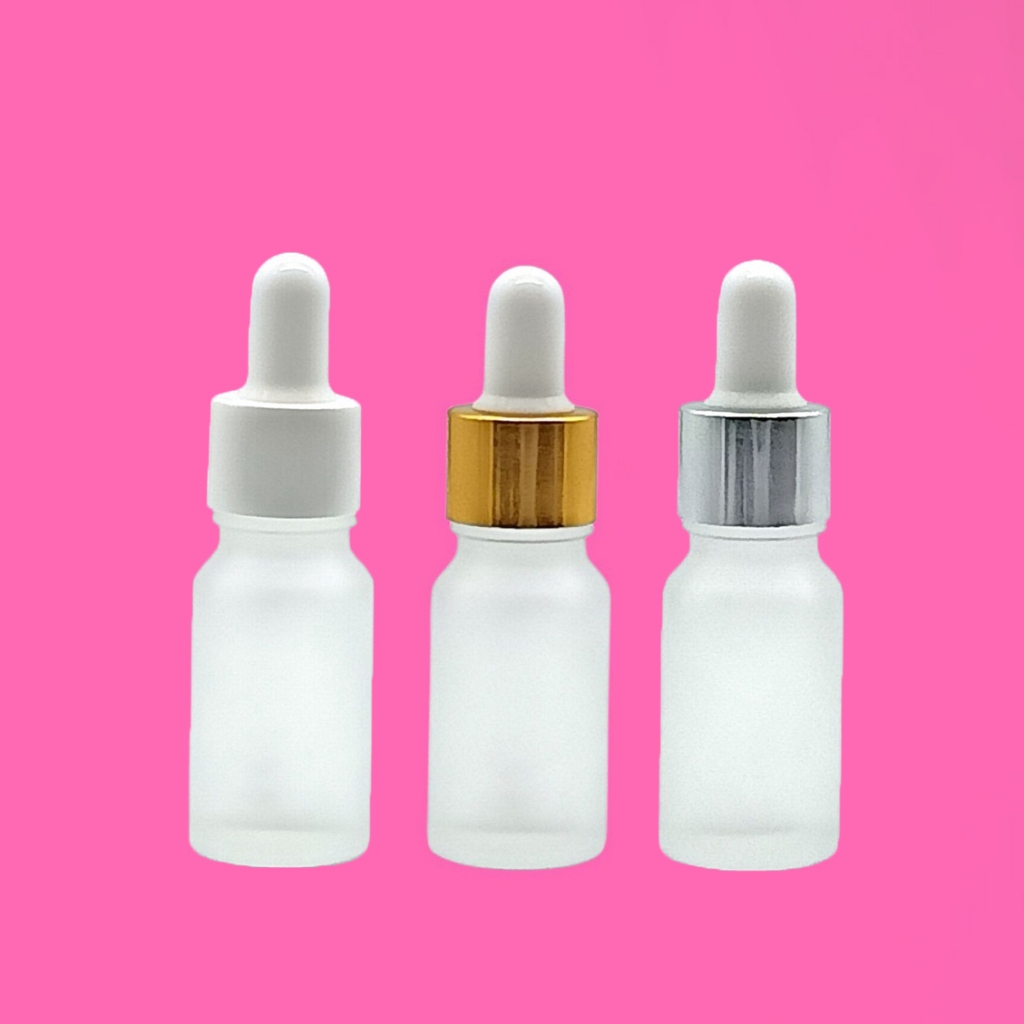 Botol Pipet Kaca 10ml Frosted Gold Silver Putih / Botol Kaca BR 10ml Frosted Pipet / Botol Serum 10m