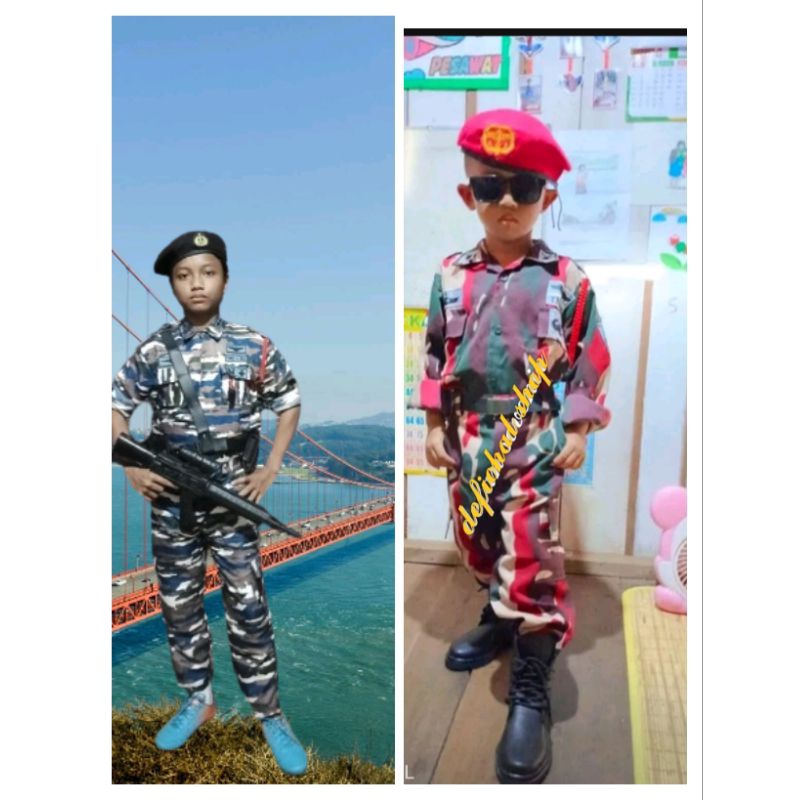baju profesi Angkatan laut/AL Layar+baju kopasus anak udia 2-12thun